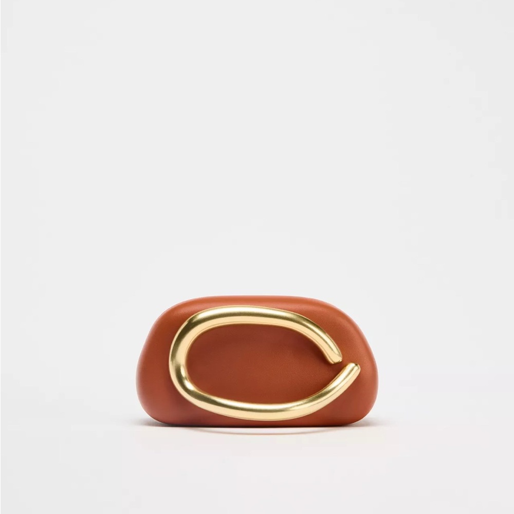 Zara Brown Clutch with Gold Accent